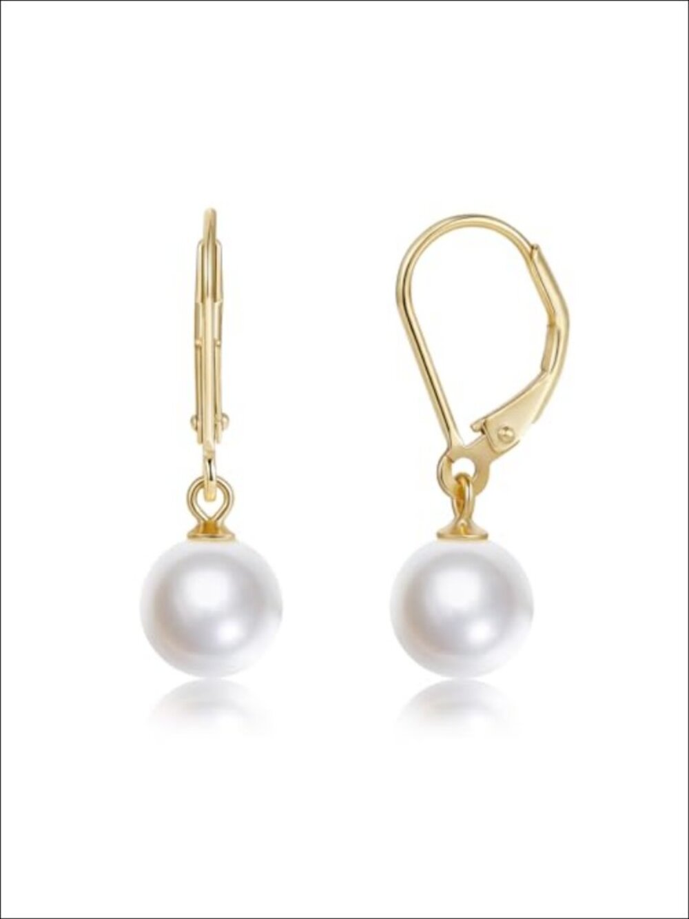 Pearl Earrings 14K Gold Plated Sterling Silver 925 Drop Dangle